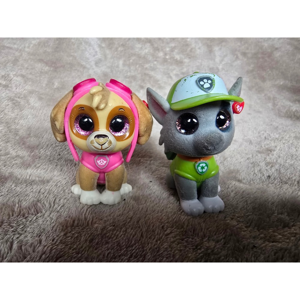 Ty Paw Patrol Mini Boos Skye and Rocky Vinyl Figures Series 1 2 Lot of 2